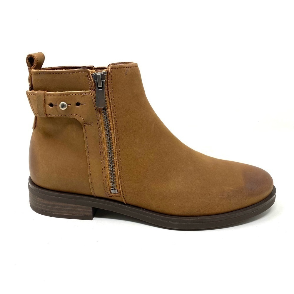 Clarks Memi Lo Dark Tan Leather Ankle Boots